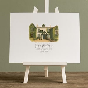 Wedding Guest Book Alternative | Watercolour Venue Print A3 |  Personalised Wedding Keepsake | Custom Guestbook Sign