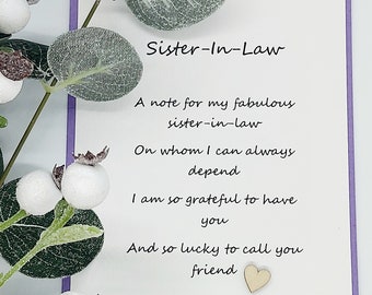 Sister-In-Law Card/Christnas Card/ Stocking Filler/ Birthday Card for Sister-In-Law/ With Love/ Handmade Card/ Sister-In-Law Wedding Card