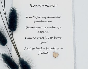 Son-In-Law Birthday Card/ Special Son-In-Law/ Stocking Filler/Wedding Day Card for Son-In-Law
