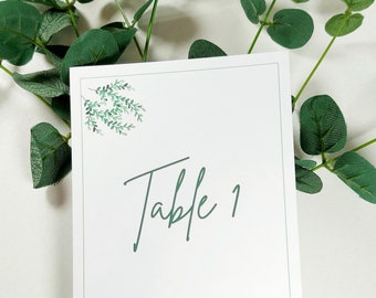 Eucalyptus  Wedding Table Number Card | Personalised Printed Wedding Table Numbers | Wedding Table Numbers