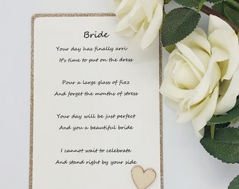 Wedding Day Card for Bride /Personalised Gift for Bride/ Card for Bride from Bridesmaids/Poem for Bride