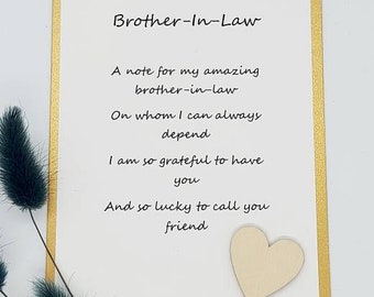 Brother-In-Law Card/ Birthday Card for Brother-In-Law/ Wedding Day Card for Brother-In-Law/ Thank You Brother-In-Law