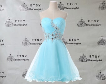 Sky blue short best sale dress