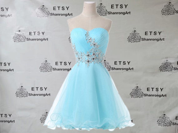 Baby blue short bridesmaid best sale dresses