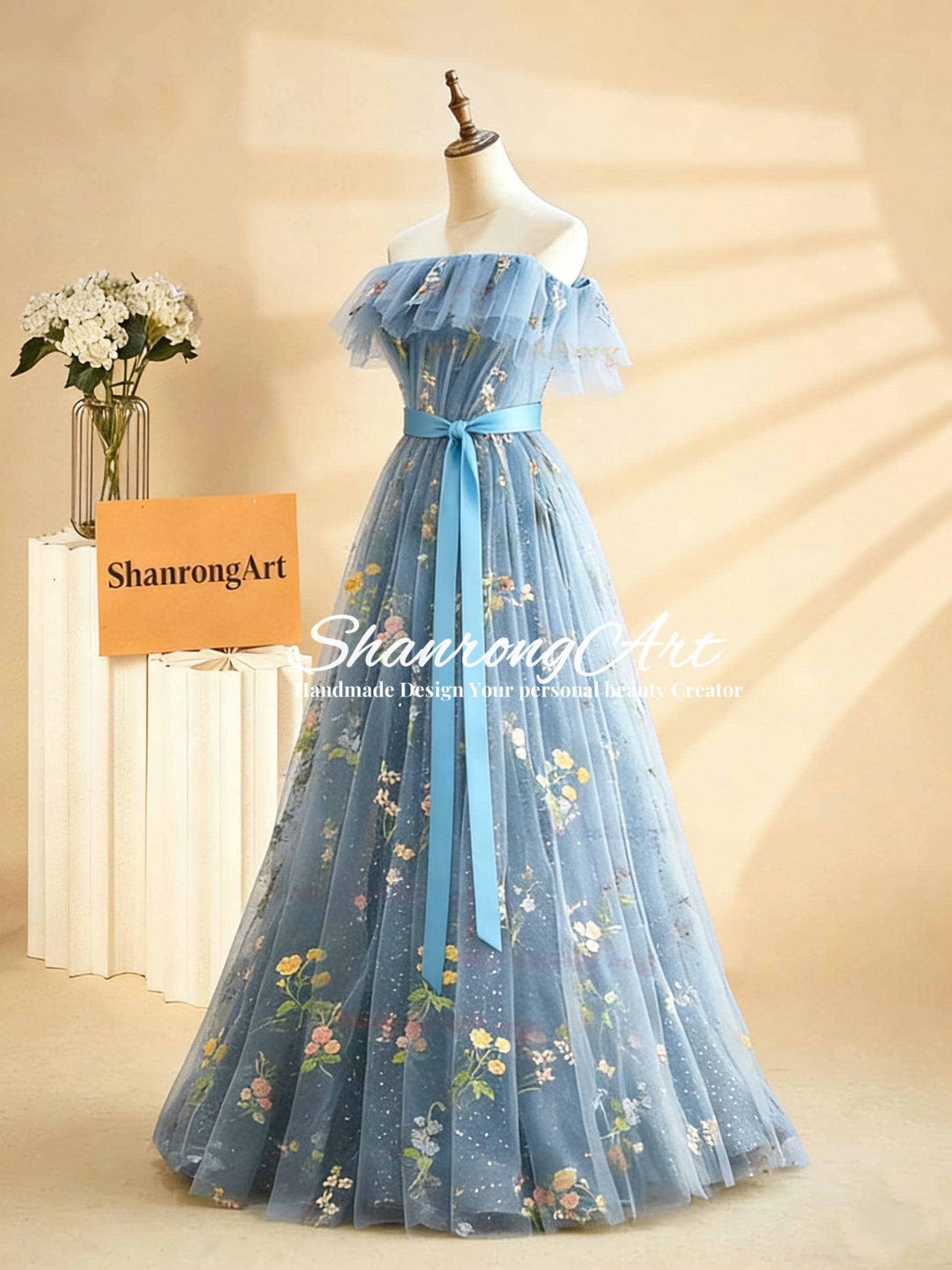 Light Blue Tulle Ruffle Dress - Etsy