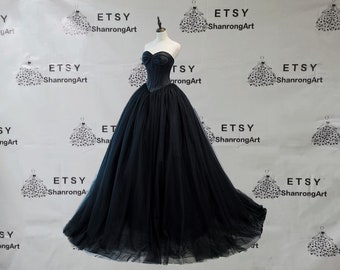 Sweetheart Black Tulle Tiered Long Trailing Lace Up Custom Graduation Quinceañera Women's Wedding Party Celebrity Dresses Woman Bridal Gowns