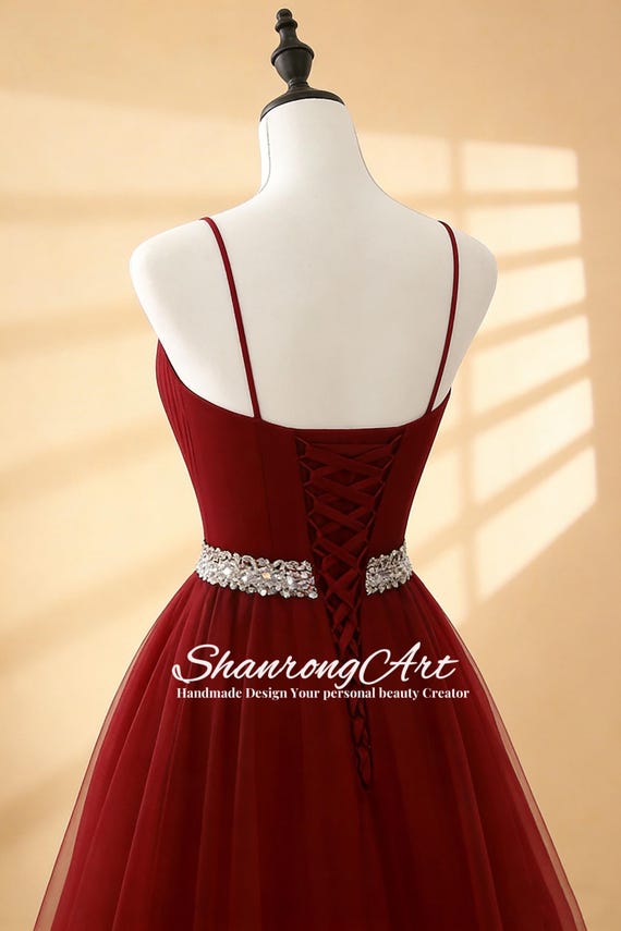 princess polly baby blue dress Karlee Rhinestone Long Sleeve Gown - Burgundy main image 1