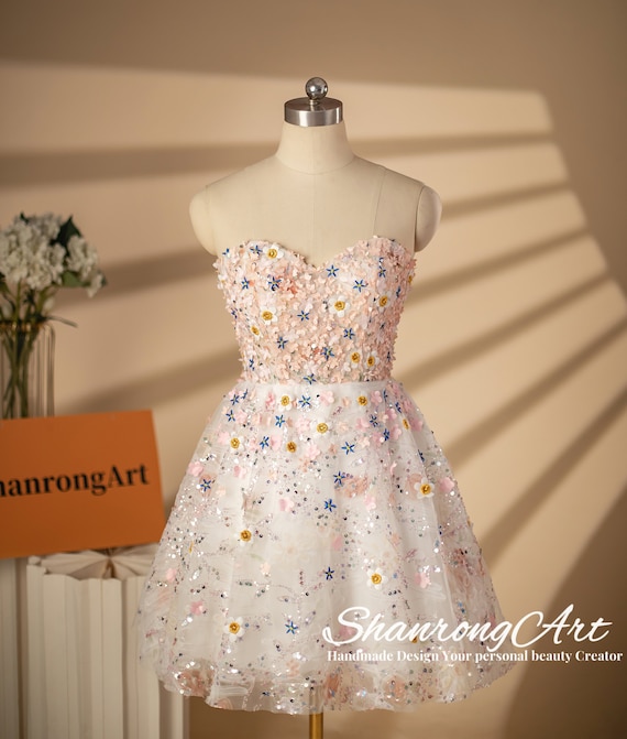 Vintage Beaded Sequin Sweetheart Dress: Handmade Short Cocktail Gown - Etsy