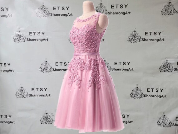 Blush Burgundy Red Navy Appliqu Lace Tulle Knee Custom Made