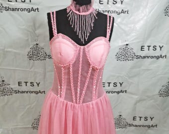 Custom Beaded Tulle Prom Dress, Handmade A-Line Formal Gown
