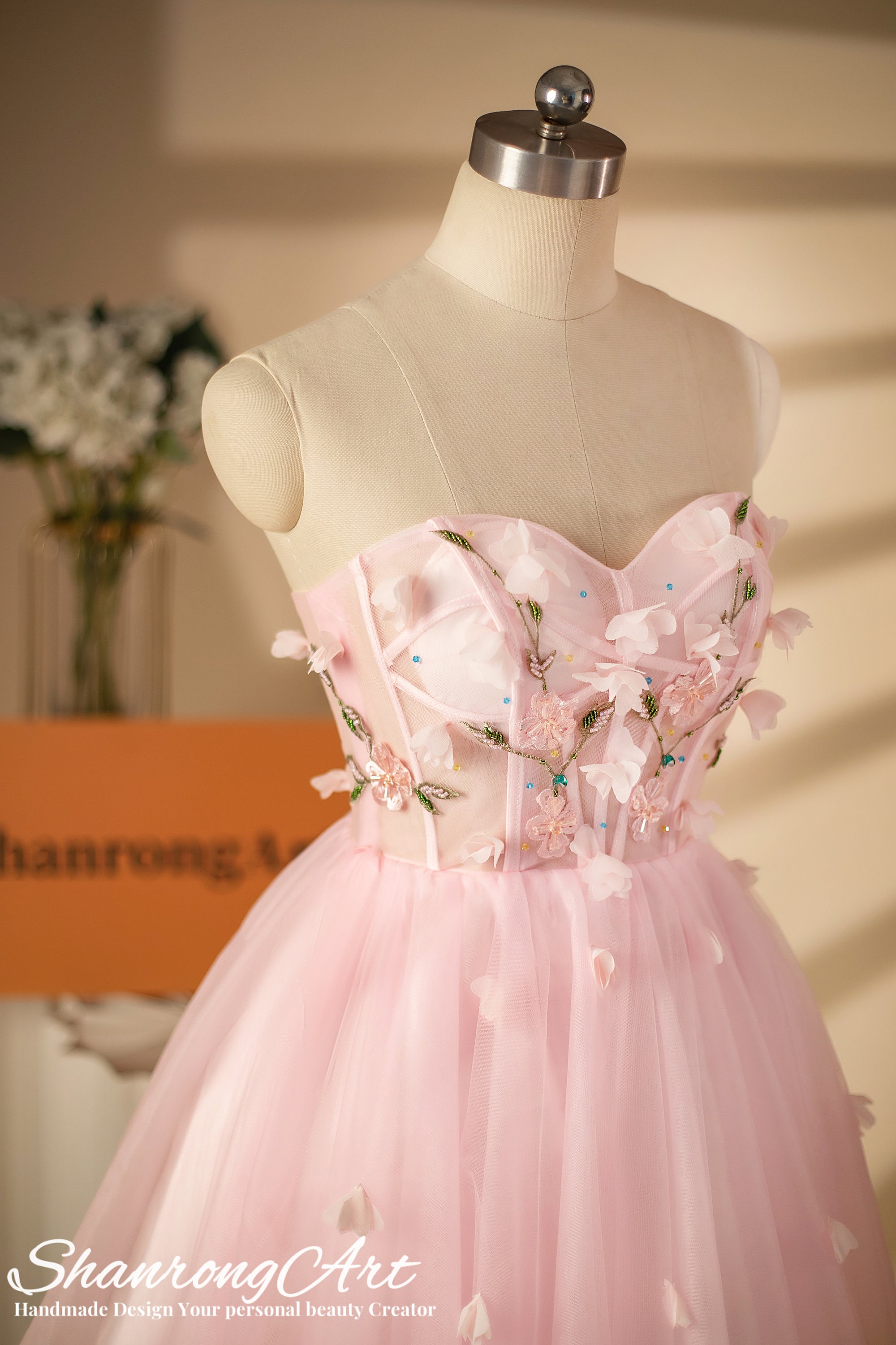 【M me eme】Flower tulle mini onepiece M me emeワンピース Flower tulle mini onepiece - メルカリ