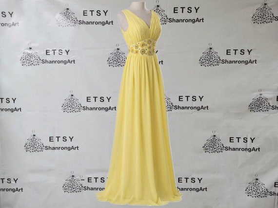 Long yellow top chiffon dress