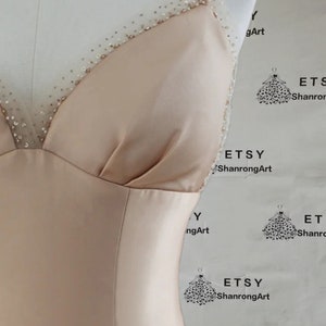 New Spaghetti Straps Champagne Tulle Satin Beaded Corset Long Girl's Formal Evening Dress Women's Prom Wedding Party Celebrity Dresses Gowns image 2