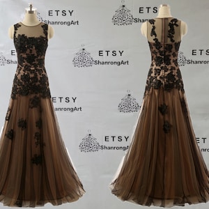 Vintage Brown Tulle Appliques Floor Length New Custom Made Handmade Formal Evening Dress Bridesmaid Dresses Women’s Wedding Prom Party Gowns