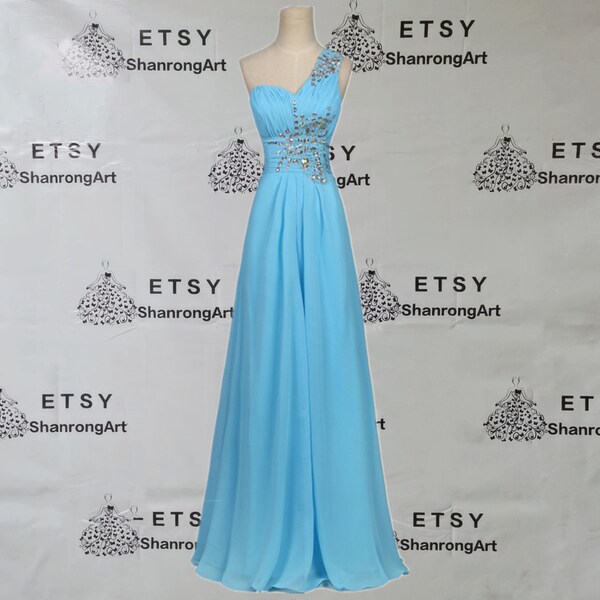 One Shoulder Beaded Prom Dress Purple Column Formal Dress with Train
