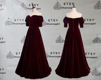 Sweetheart Burgundy Flannelette Short Sleeves Zipper Long Formal Evening Dress Women’s Prom Wedding Party Mother of the bride Dresses Gowns