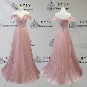 Charming Deep V Neck Blush Pink Ruched Pleated Tulle Lace up Long Formal Evening Dress Women’s Prom Wedding Party Celebrity Dresses Gowns