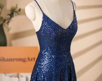 sparkly navy blue bridesmaid dresses Sparkly Navy Sequin Mismatched Bridesmaid Dresses