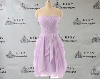 Simple Chiffon Pleated Short Custom Made Handmade Girls Junior Bridesmaid Dress Homecoming Cocktail Dresses Women's Wedding Prom Party Gowns