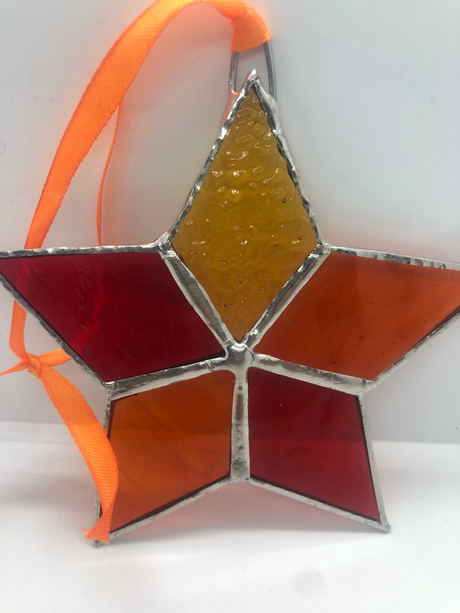 Stained Glass Handmade Magical Red Orange and Yellow Hanging Etsy