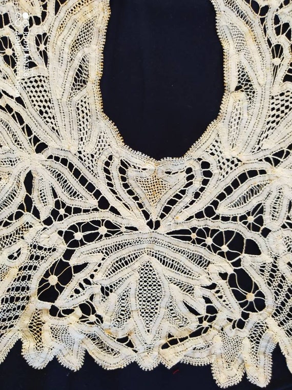 Huge vintage cotton ribbon lace collar, vintage la