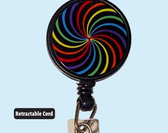 Rainbow Spiral Badge Reel Retractable ID Holder Work Lanyard Alternative