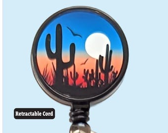 Desert Sunset Badge Reel Retractable ID Holder Lanyard Alternative