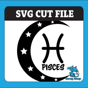 Pisces SVG Cut File - Zodiac Sign Symbol, Horoscope Astrology Digital Design for Cricut, Silhouette, and Vinyl Cutting