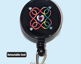 Infinity Heart Badge Reel Retractable ID Holder Lanyard Alternative