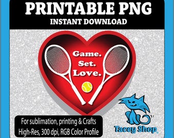Corazón de tenis PNG, Juego de amor, PNG imprimible por sublimación