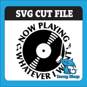 Nu afspelen SVG, vinylplaat gesneden bestand, cadeau muziekliefhebber, DJ-sticker, Cricut en silhouet DIY