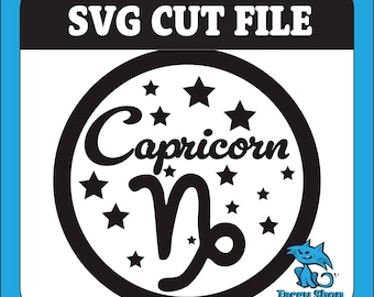 Capricorn SVG Cut File: Zodiac Sign Vinyl Decal (Commercial Use)
