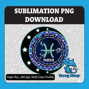 Pisces PNG Sign Symbol - Zodiac Astrology Horoscope Sublimation and Print for DIY Birthday Gift, T-shirt, Card, Commercial Use