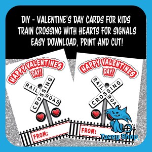 Tarjetas de San Valentín para niños, temática de trenes, cruce de trenes con corazones: ¡fáciles de descargar, imprimir y recortar! Vías del tren, amor por los trenes, aficionados a los trenes