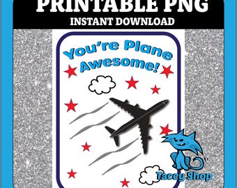 Airplane Kids Card Printable, Card, Gift Tag, PNG Download