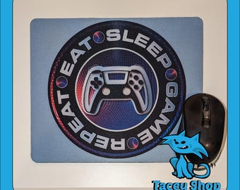 Gaming Mouse Pad - Eat Sleep Game Repeat - Gamer Desk Mat - Video Game Gift
