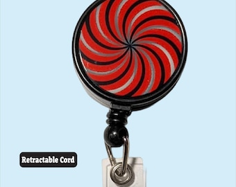 Red Black Gray Spiral Badge Reel Retractable ID Holder Work Lanyard Alternative
