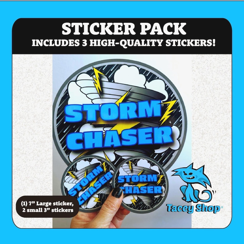 Storm Chaser Sticker Pack: Tornado & Lightning Vinyl Decals (set of 3 ...