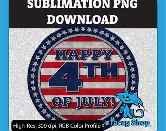 Patriotic 4th of July PNG: American Flag Sublimation Design (Commercial Use