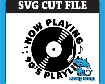 SVG de música de los 90: archivo de corte de disco de vinilo retro para Cricut y Silhouette
