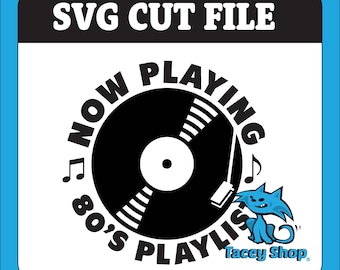 SVG de música de los 80: archivo de corte de disco de vinilo retro para Cricut y Silhouette