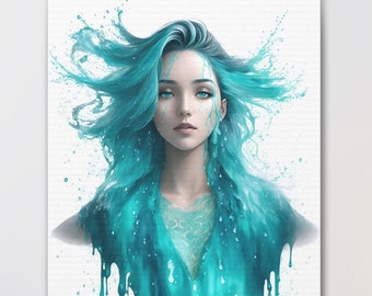 Water Girl Lady Woman Canvas Gallery Wraps