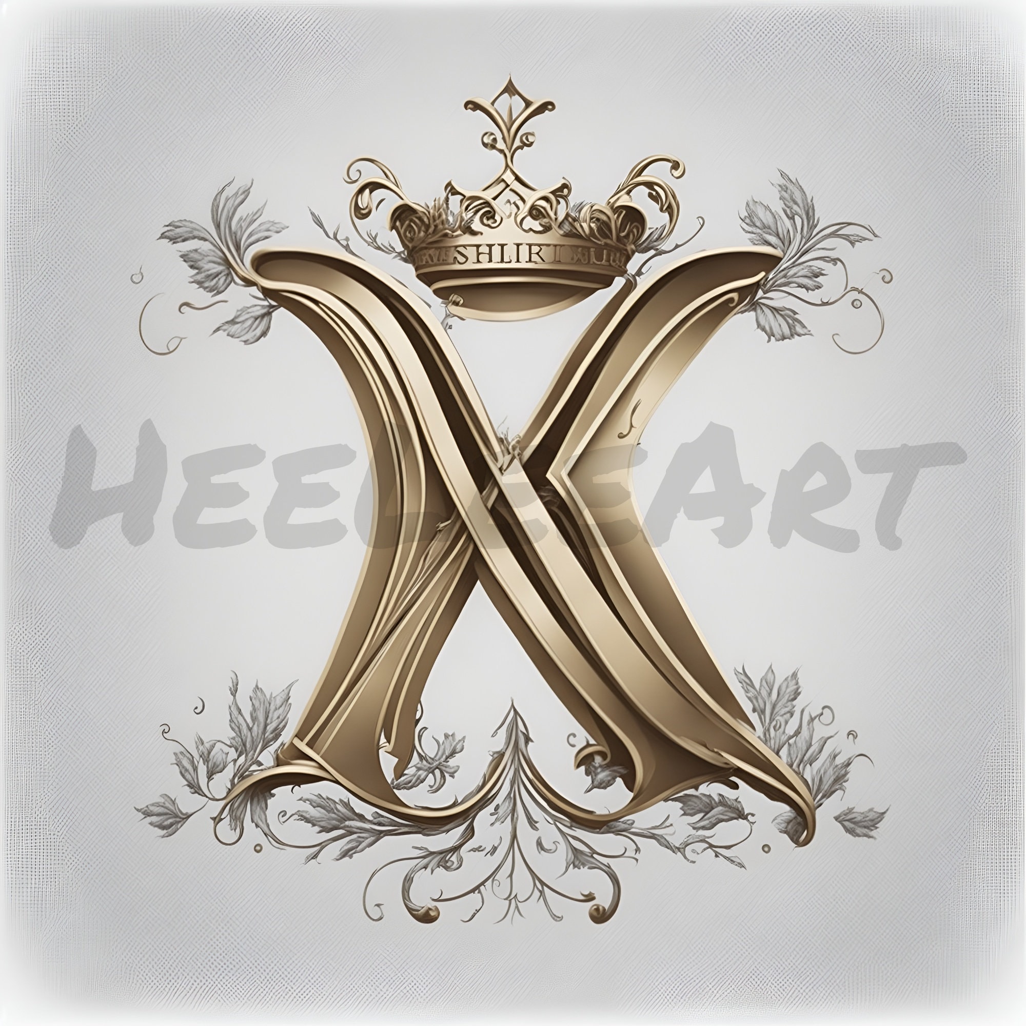 Letter X Golden Crown Alphabet Monogram Initials on White Background ...