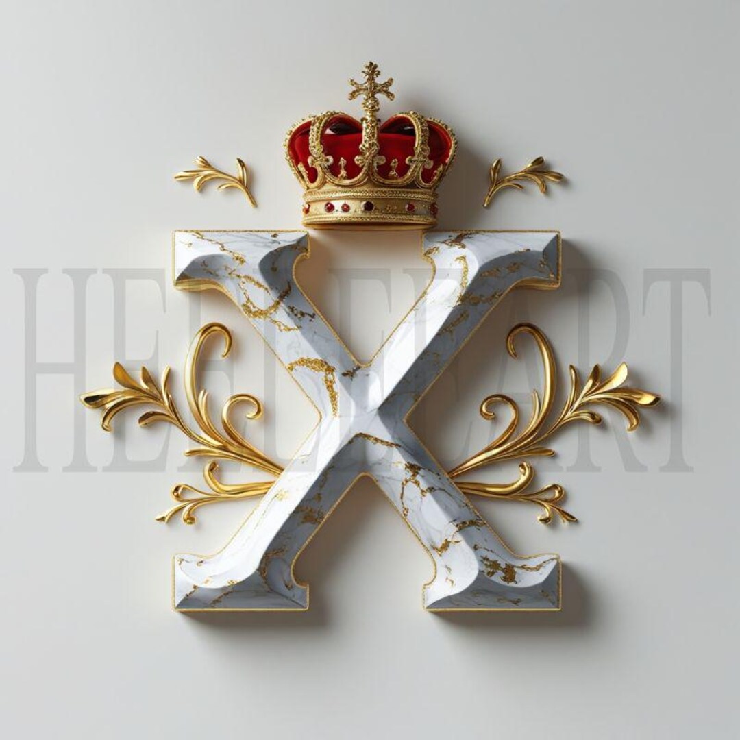 Digital Download Monogram X Letter With Crown, Royal Alphabet Initial ...