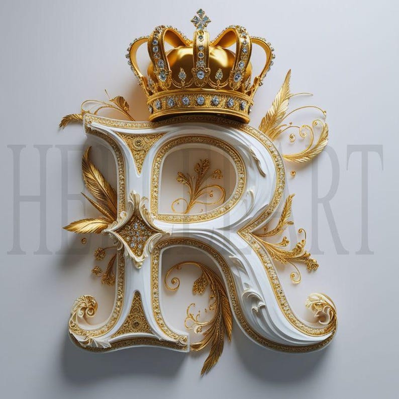 Golden Letter R Monogram With Crown – Luxury Digital Download, Royal ...