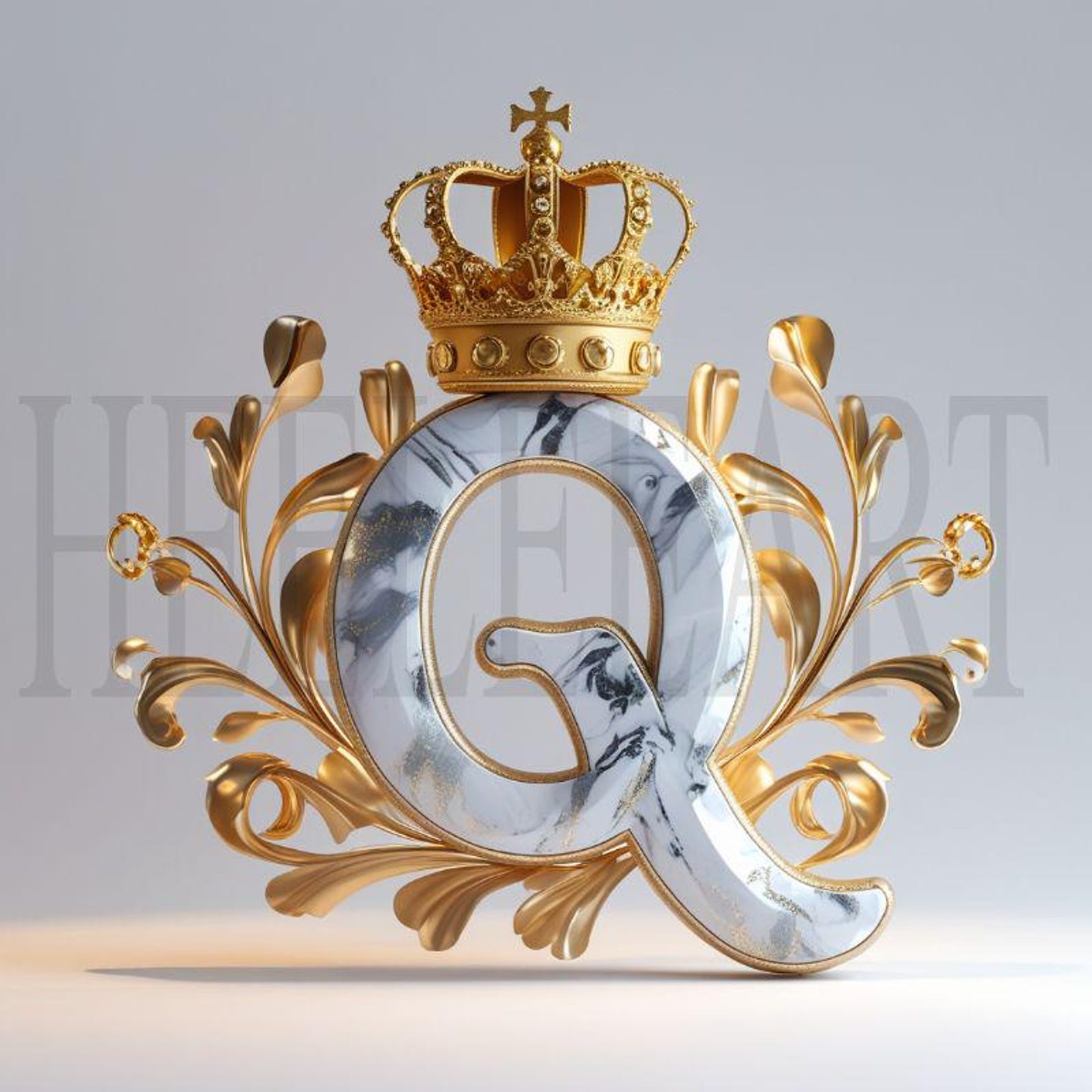 Digital Download Monogram Q Letter With Crown, Royal Alphabet Initial ...