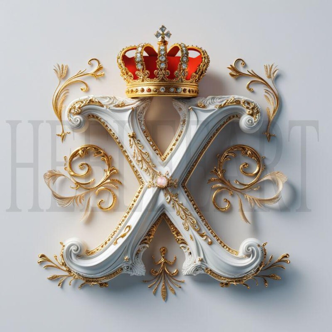 Golden Letter X Monogram With Crown – Luxury Digital Download, Royal ...