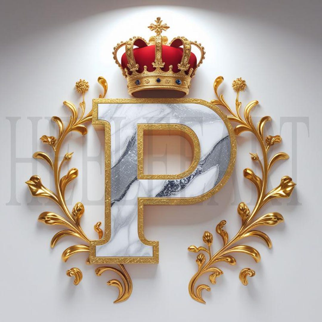 Digital Download Monogram P Letter With Crown, Royal Alphabet Initial ...