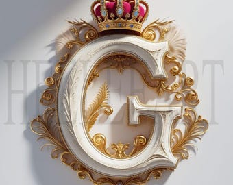 G' Broche Grande Chapado En Oro Con Perla Sintética Blanca Con Letra G Del Alfabeto, Regalo Personalizado – 60 Mm De Alto, Talla única, Sin Tipo De