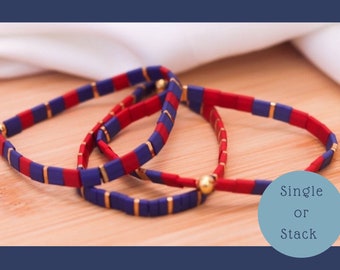 Miyuki Tila Bead Bracelet: Stretchy Glass Tile Bracelet, Waterproof Anklet